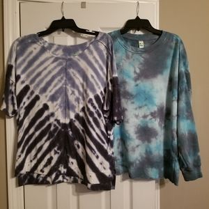 Green Tea tie-dyed shirts x 2, medium
